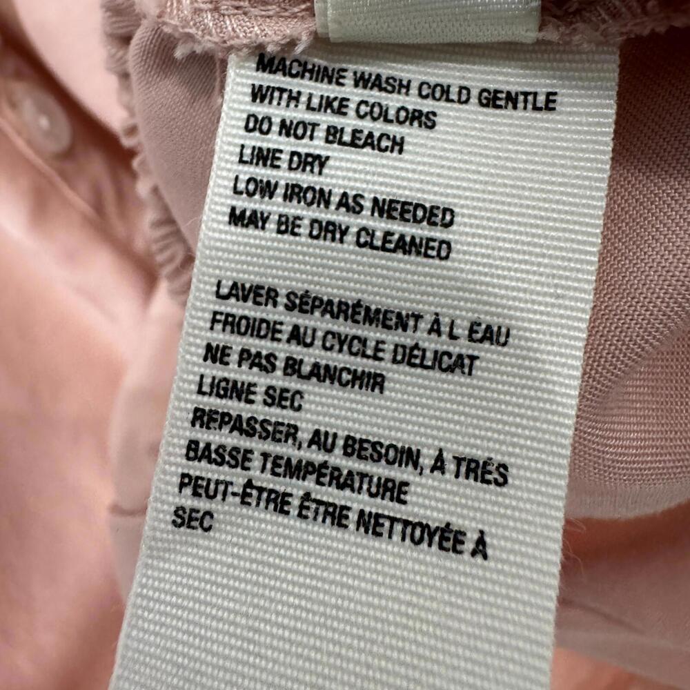 Free People Women’s Size 0  XS Light Pink Lyocell Collared Cut Out Back Shirt - Picture 6 of 9
